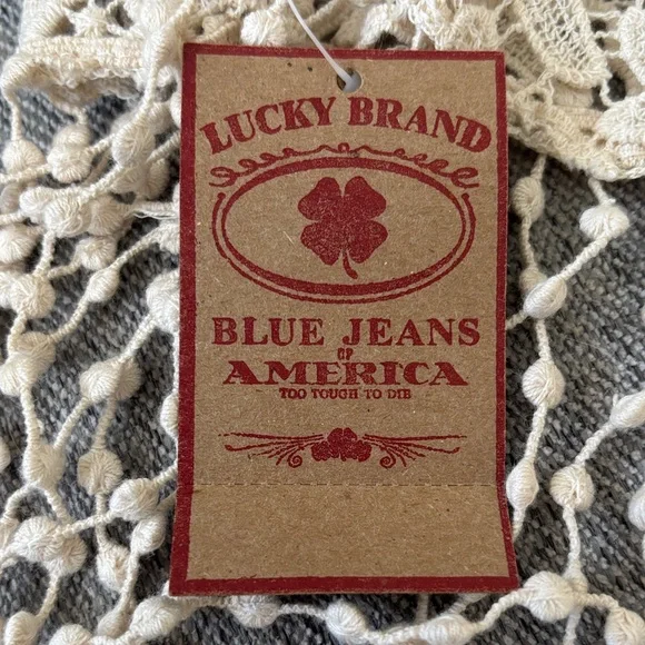 Lucky Brand Cream Lace Scarf with Fringe - Picture 2 of 3